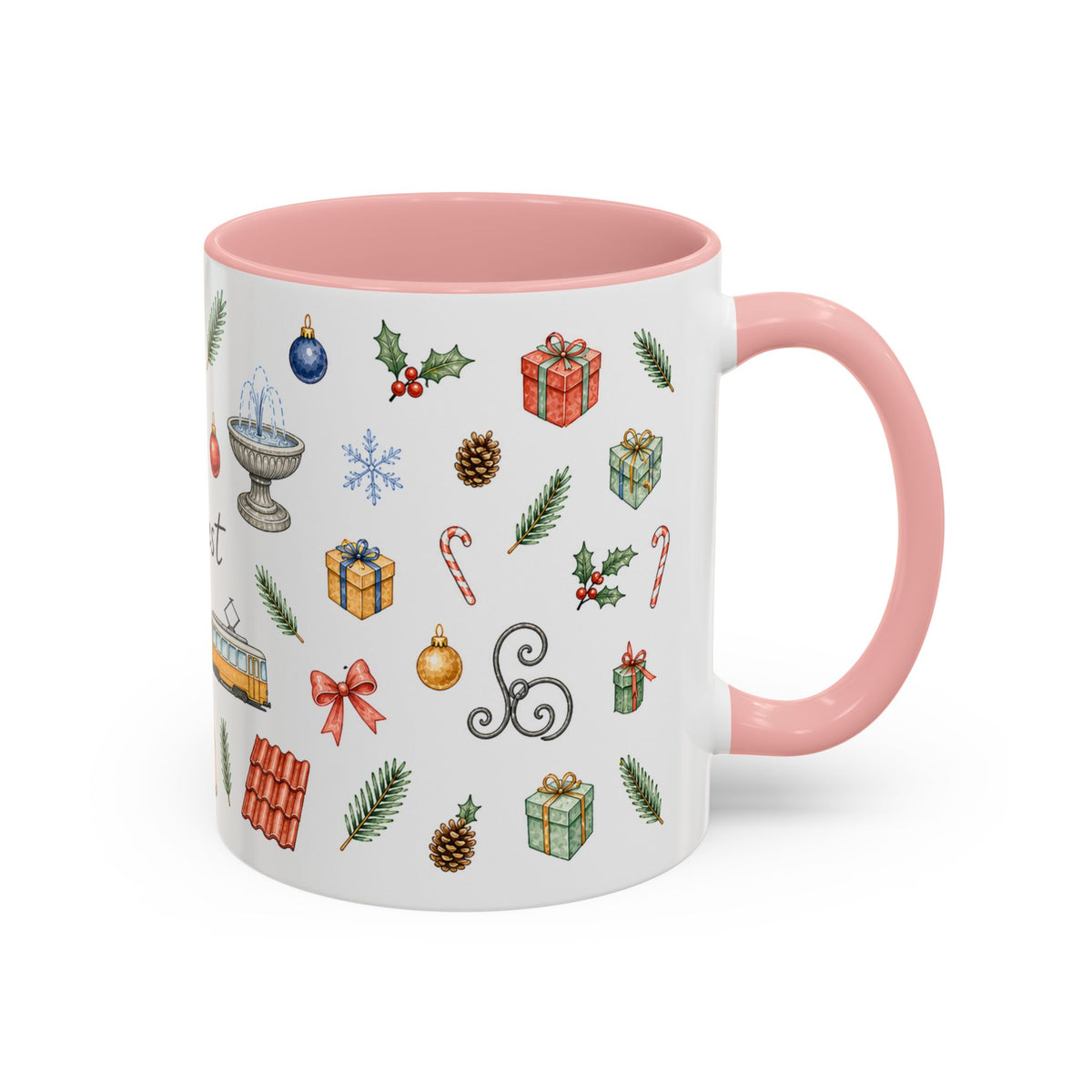 Budapest Christmas Mug | Watercolor City Souvenir | Ceramic Coffee Cup (11oz 15oz)