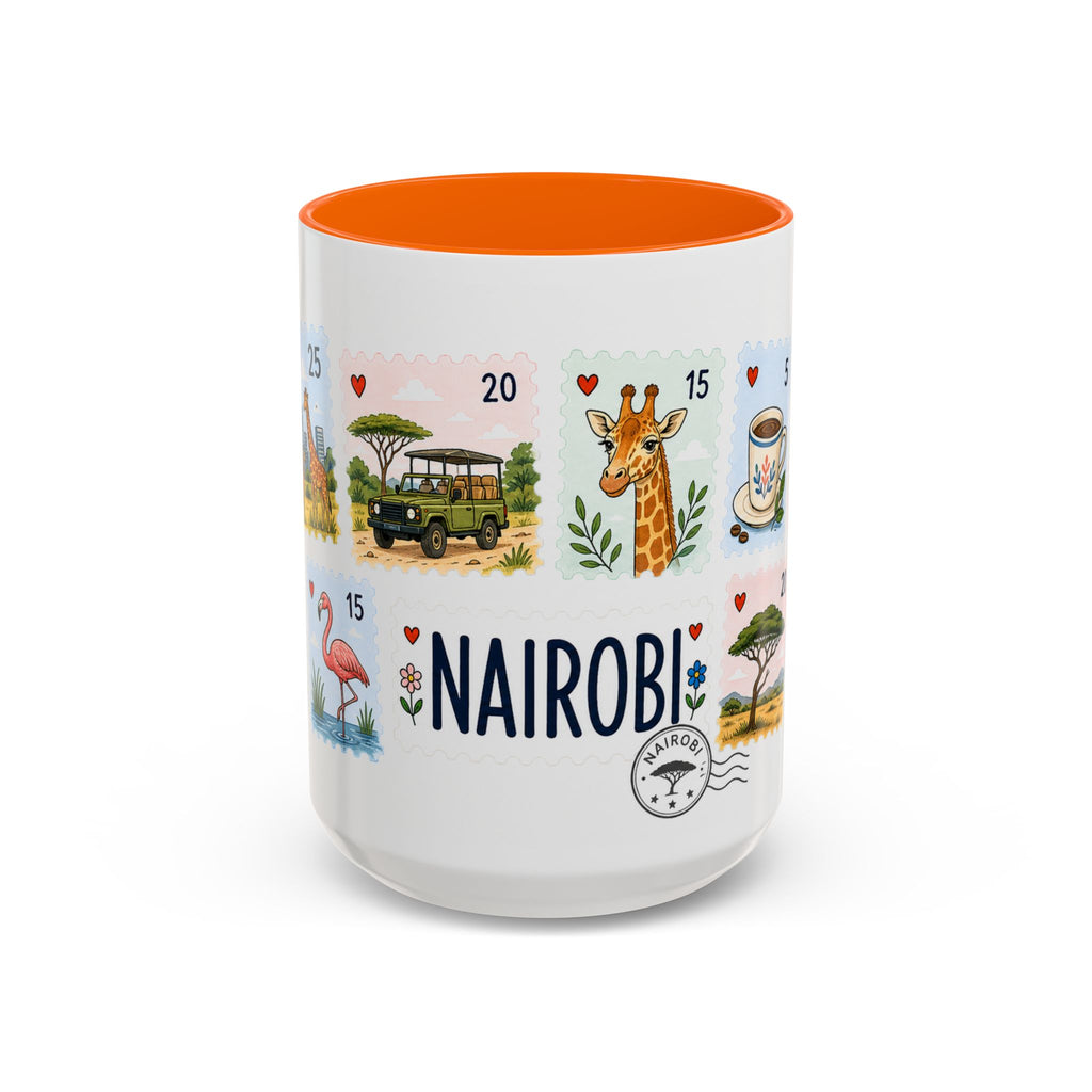 Nairobi Coffee Mug | Postage Stamp Collage Mug | Travel Souvenir Accent Cup 11oz 15oz