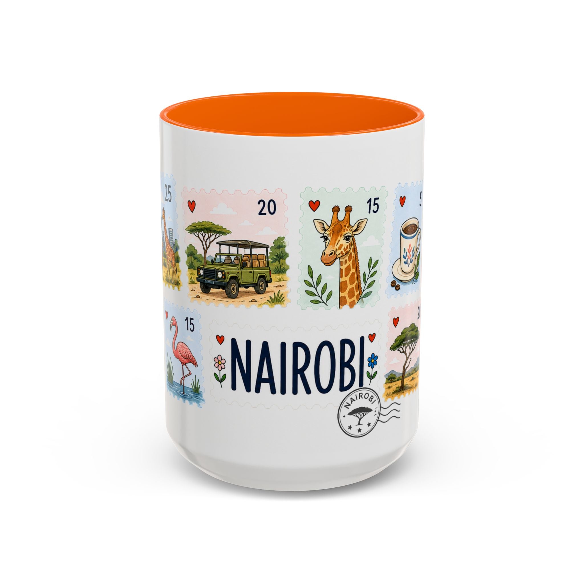 Nairobi Coffee Mug | Postage Stamp Collage Mug | Travel Souvenir Accent Cup 11oz 15oz