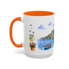 Positano Illustrated Travel Mug | Italy Souvenir Accent Coffee Mug | 11oz 15oz Ceramic Cup