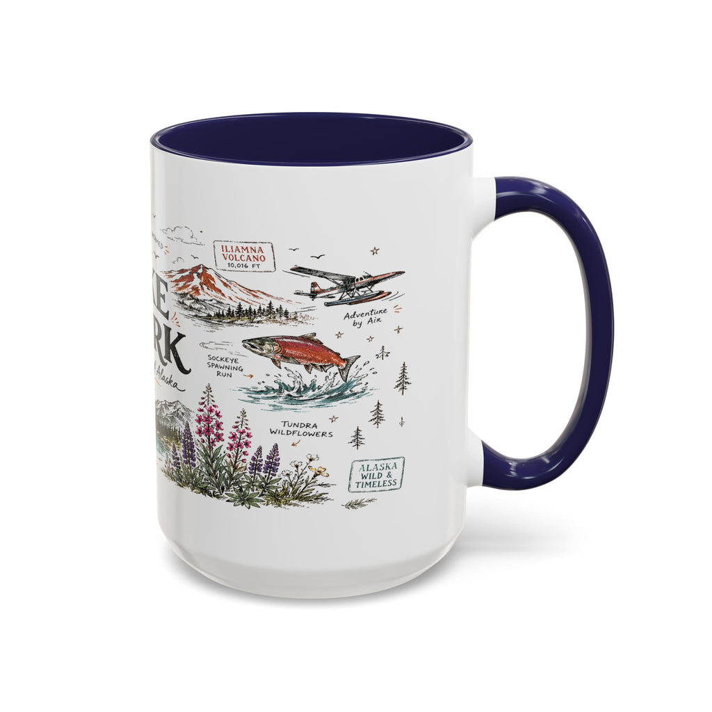 Lake Clark National Park Coffee Mug | Alaska Fly-in Wilderness Adventure Gift | Accent Color Ceramic 11oz 15oz