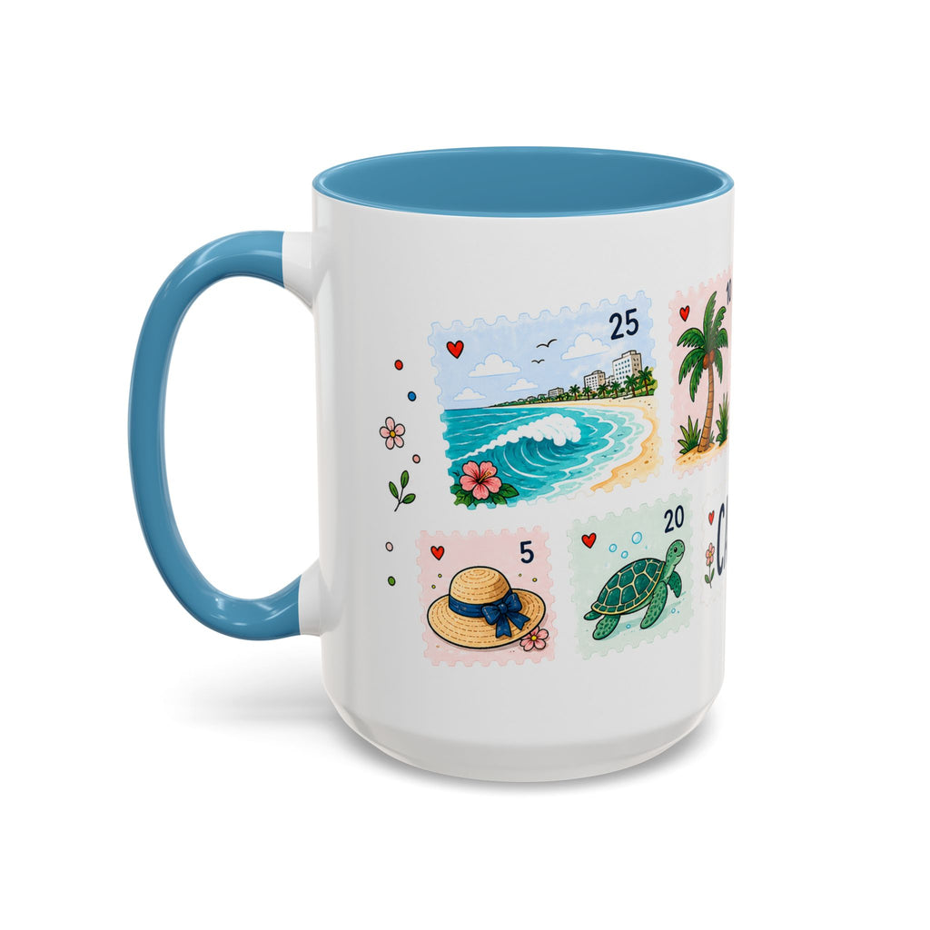 Cancun Coffee Mug | Postage Stamp Collage Mug | Travel Souvenir Accent Cup 11oz 15oz