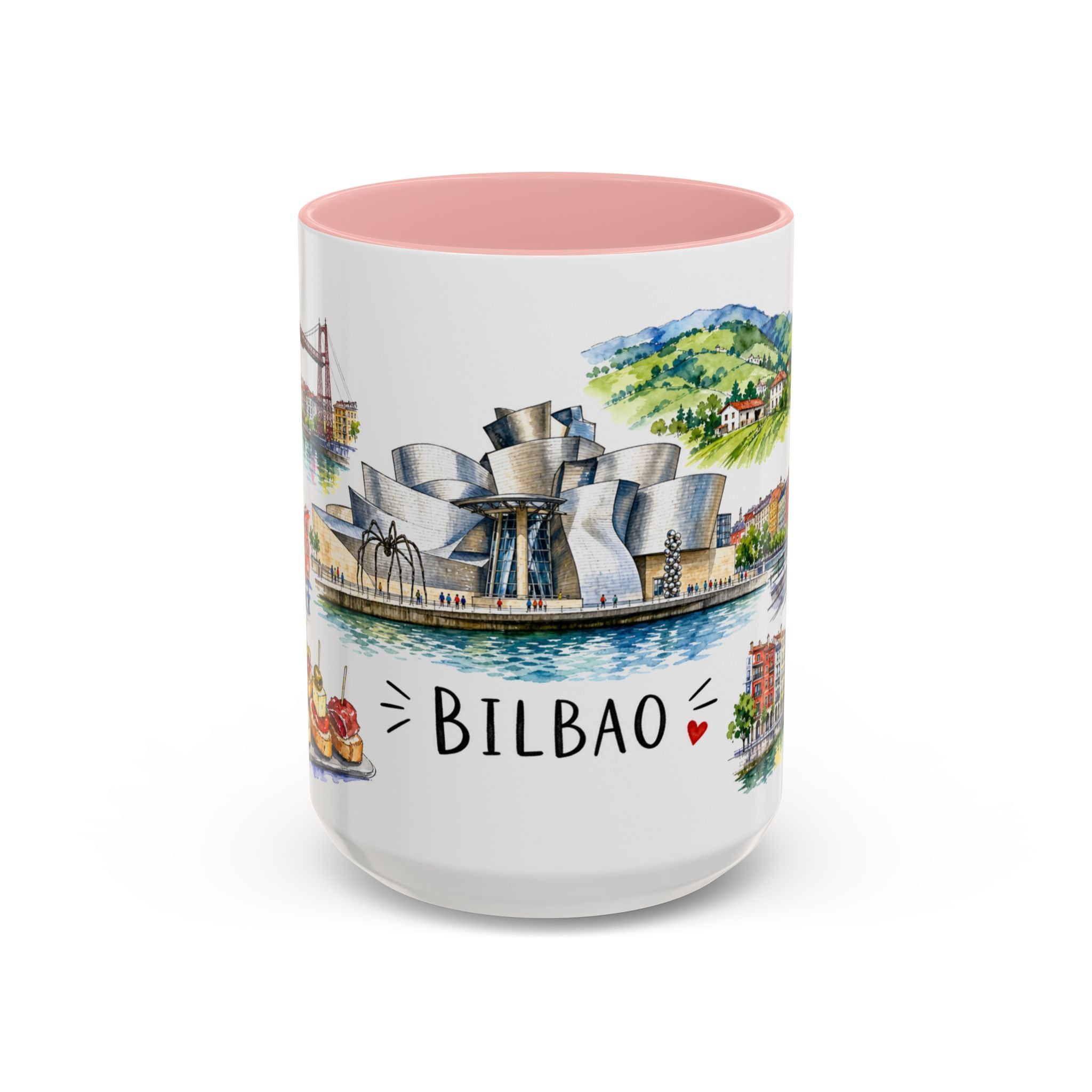 Bilbao Illustrated Travel Mug | City Souvenir Accent Coffee Mug | 11oz 15oz Ceramic Cup