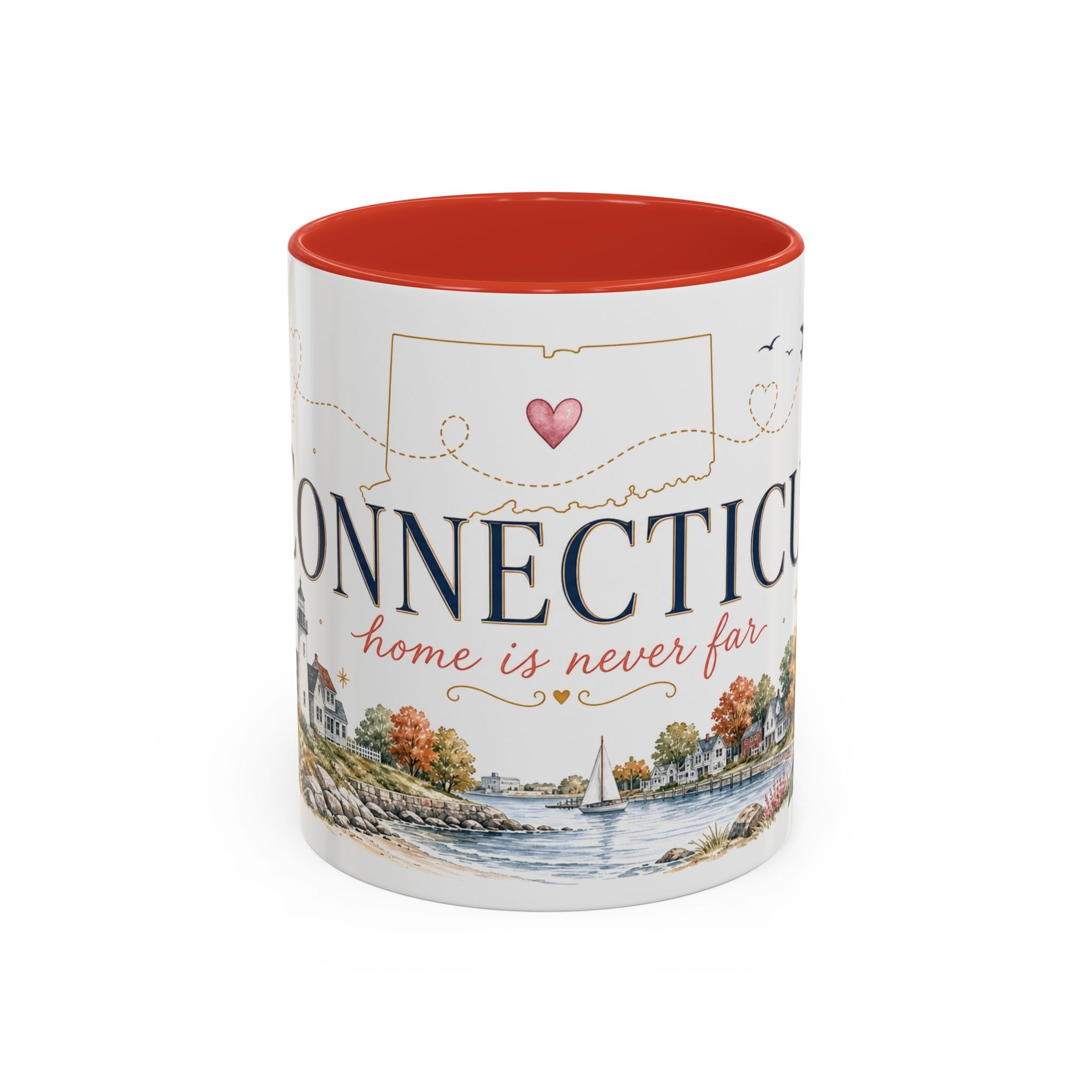 Connecticut State Map Mug | Botanical Accent Coffee Cup (11oz 15oz)