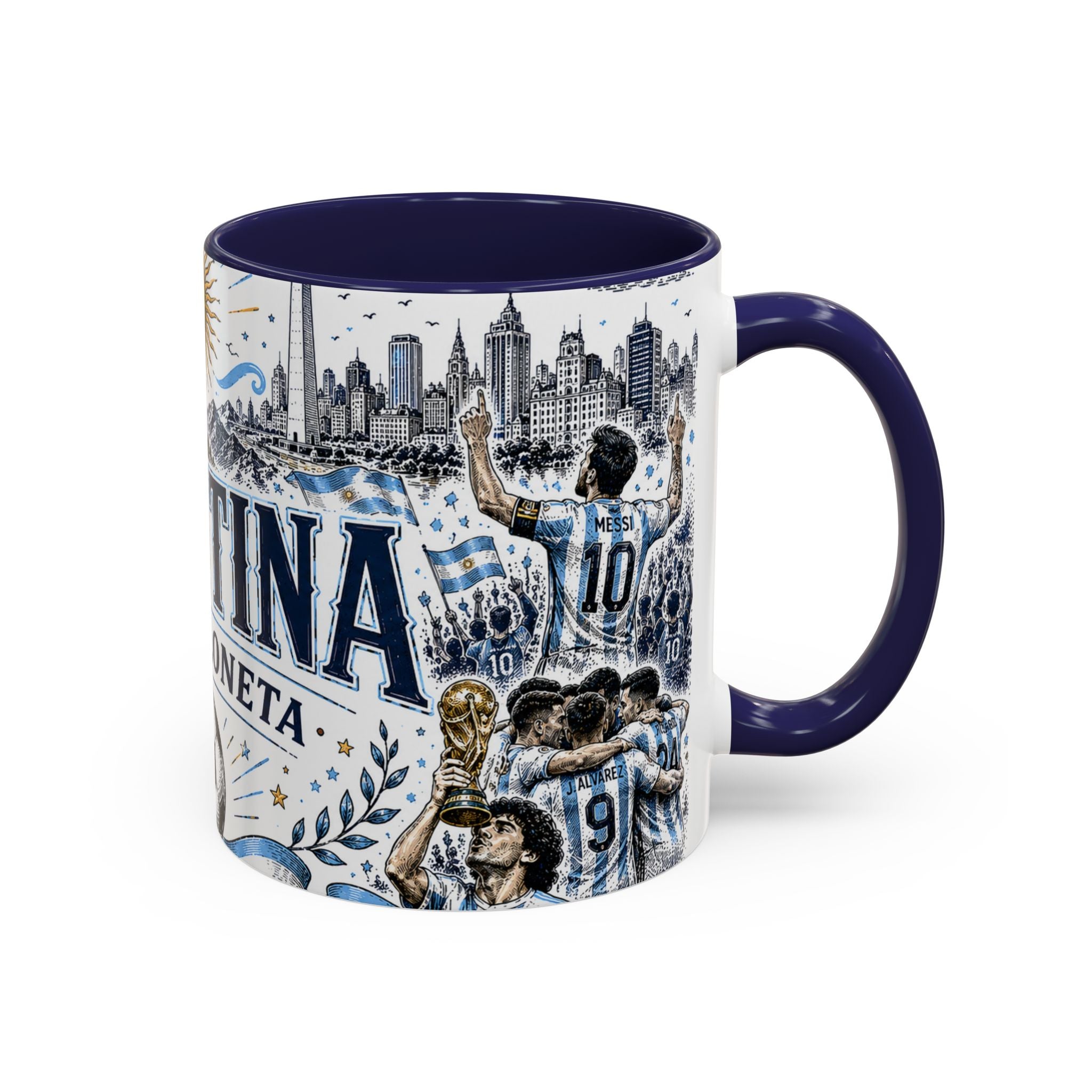 Argentina Soccer Coffee Mug | Soccer Fan Gift | Accent Color Ceramic 11oz 15oz Match Day Cup