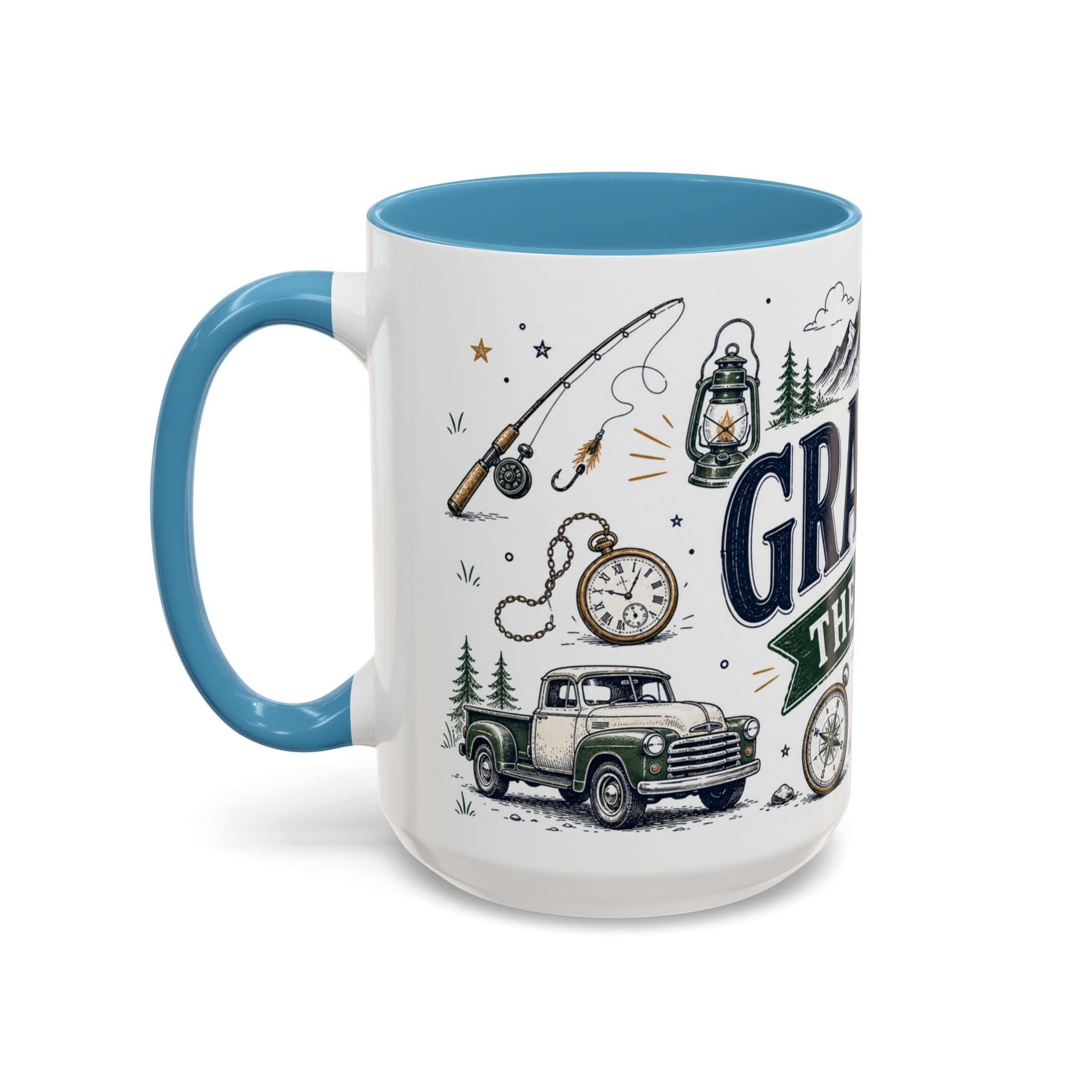Grandpa The Legend Coffee Mug | Gift From Grandkids | Accent Color Ceramic 11oz 15oz