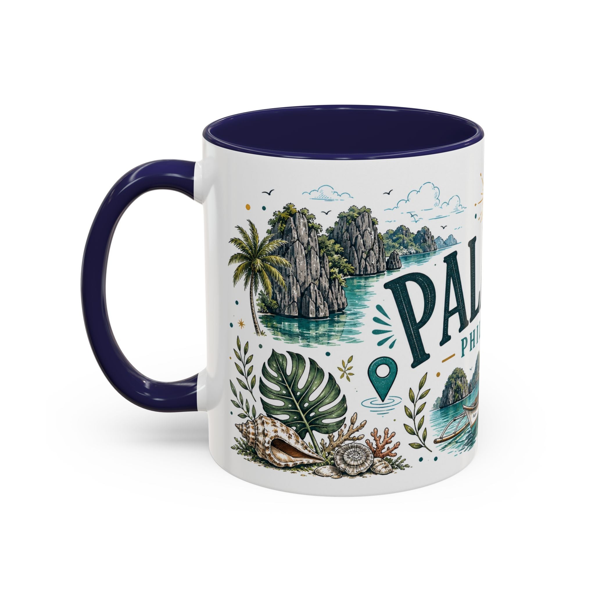 Palawan Coffee Mug | Travel Destination Souvenir Gift | Accent Color Ceramic 11oz 15oz