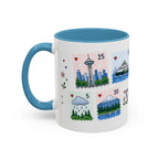 Seattle Coffee Mug | Postage Stamp Collage Mug | Travel Souvenir Accent Cup 11oz 15oz