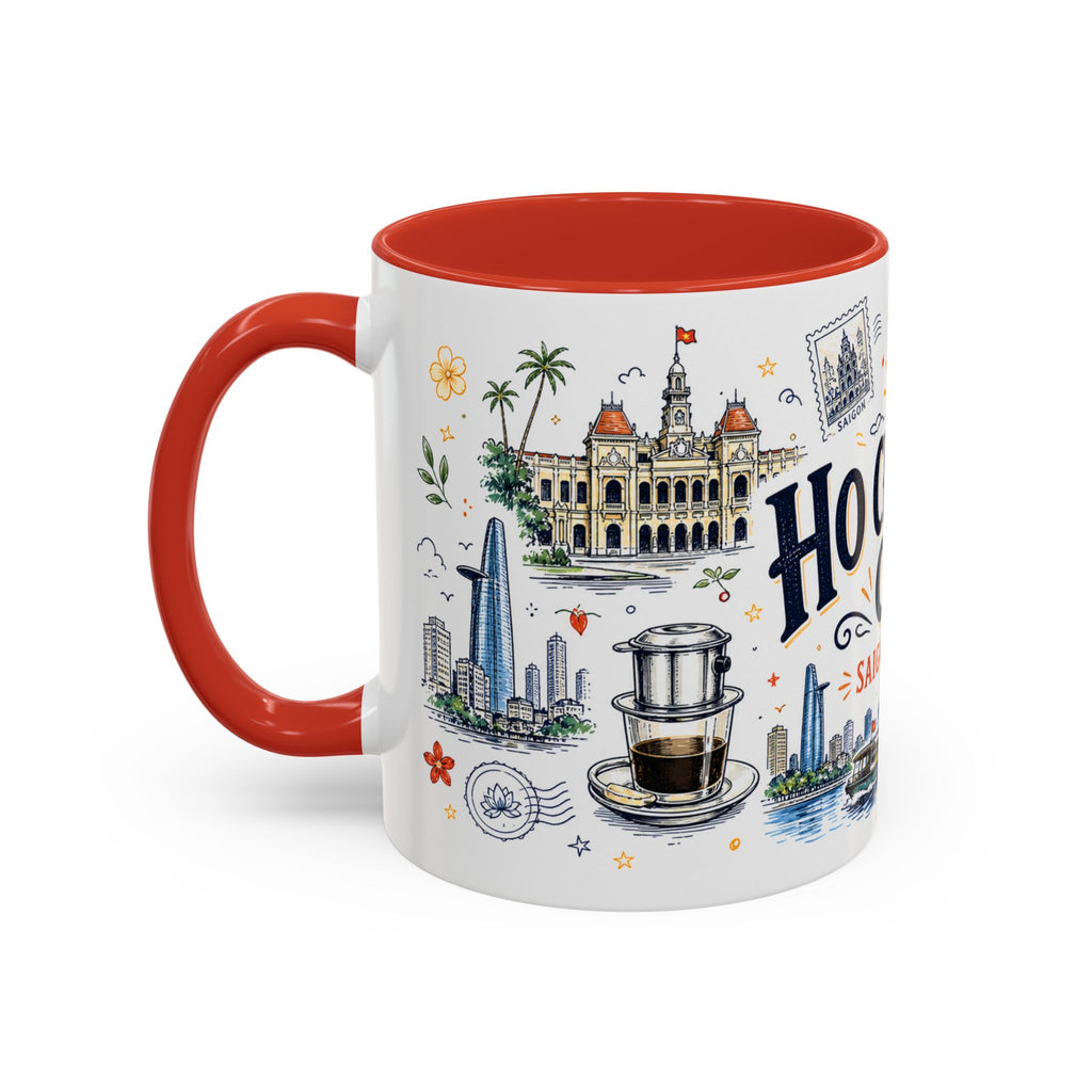 Ho Chi Minh City Coffee Mug | Vietnam Souvenir Travel Gift | Accent Color Ceramic 11oz 15oz