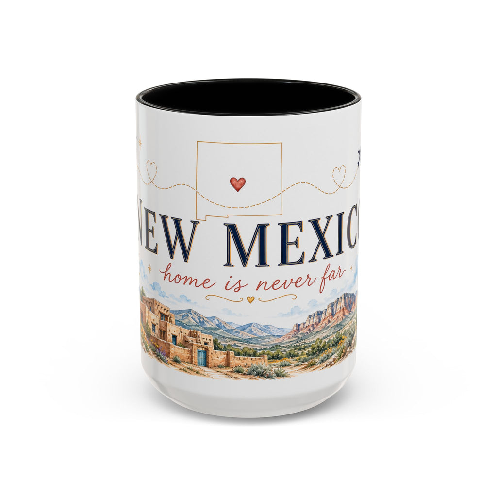 New Mexico State Map Mug | Desert Scenery, Yucca Flower Accent Coffee Cup