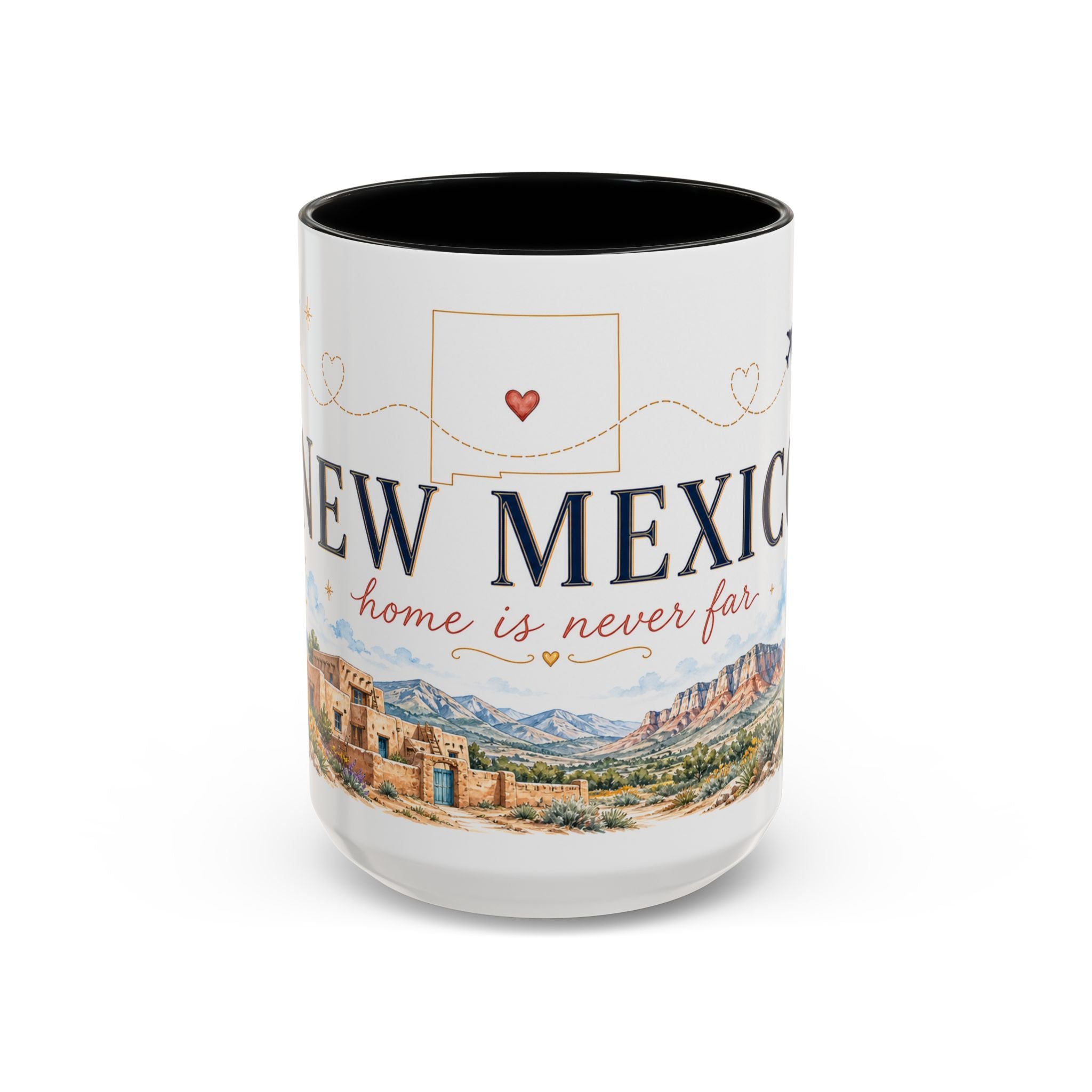 New Mexico State Map Mug | Desert Scenery, Yucca Flower Accent Coffee Cup