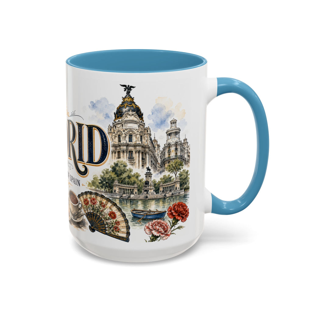 Madrid Coffee Mug | Spain Travel Souvenir | Vintage Illustrated City Gift | 11 oz 15 oz Accent Mug