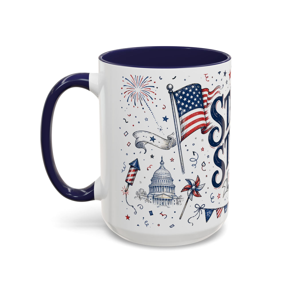 Stars and Stripes Forever Coffee Mug | Patriotic 4th of July Gift | Accent Color Ceramic 11oz 15oz