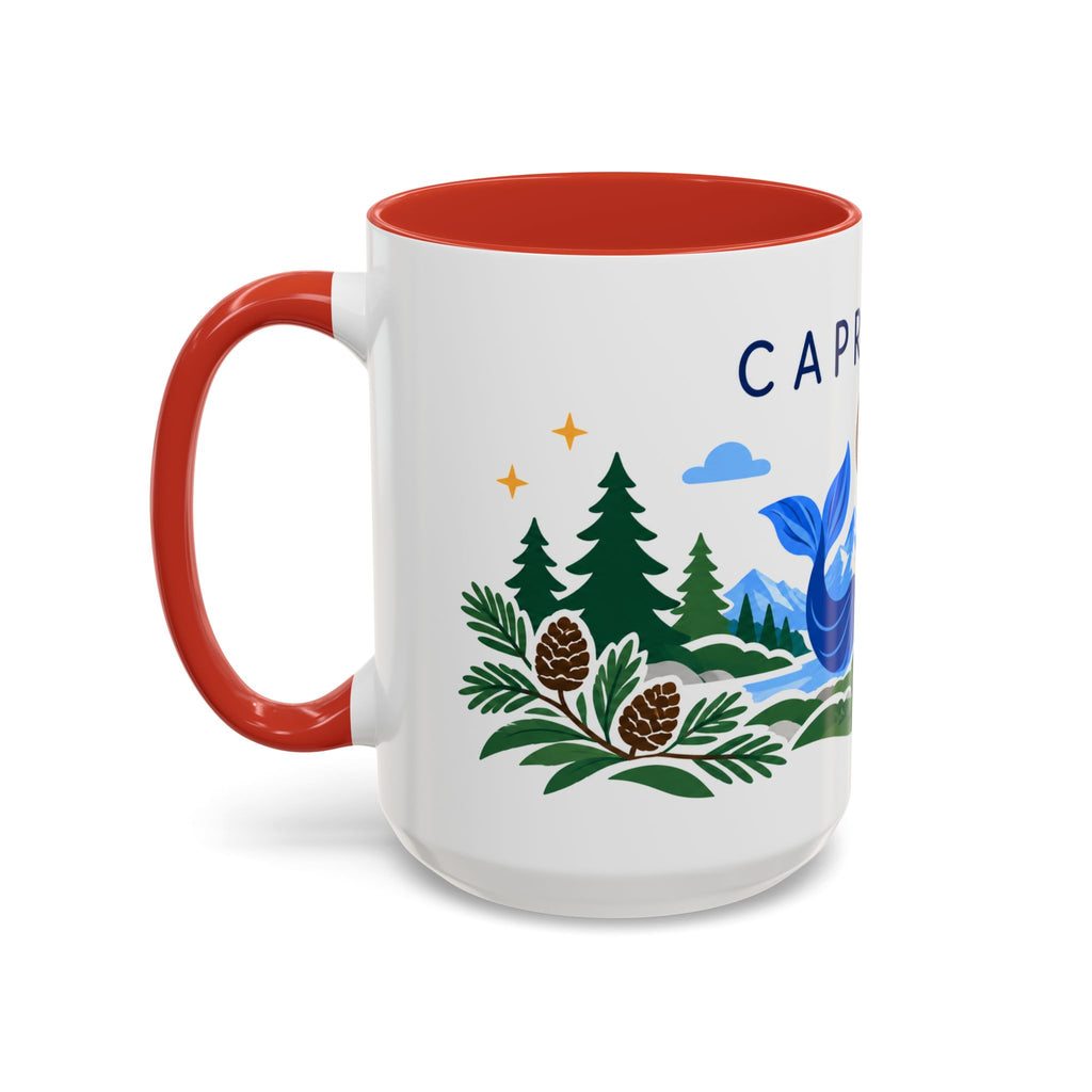 Capricorn Zodiac Coffee Mug | Sea Goat and Floral Design | Astrology Birthday Gift | 11 oz 15 oz Ceramic Accent Mug