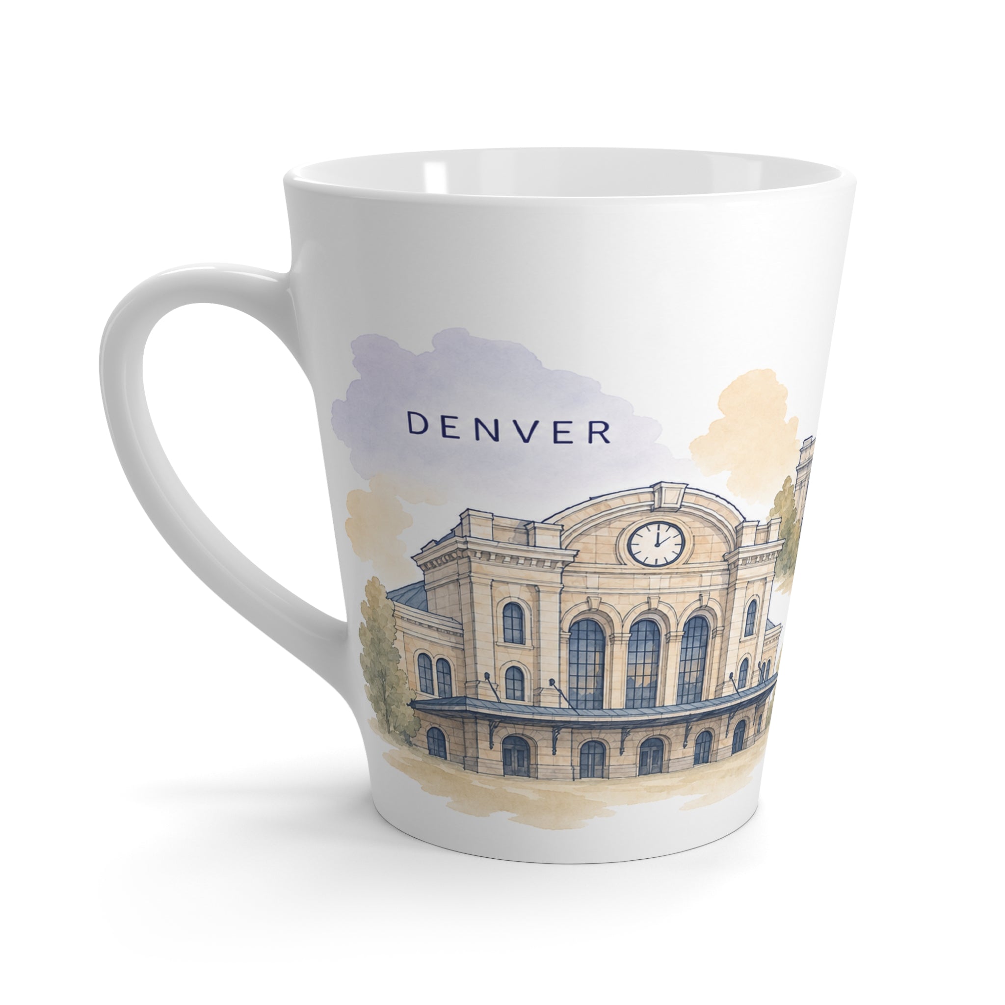 Denver Latte Mug | Watercolor City Travel Mug | 12 oz Ceramic Souvenir Gift