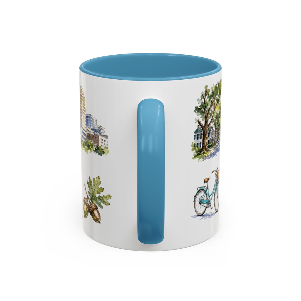 Raleigh Illustrated Travel Mug | City Souvenir Accent Coffee Mug | 11oz 15oz Ceramic Cup