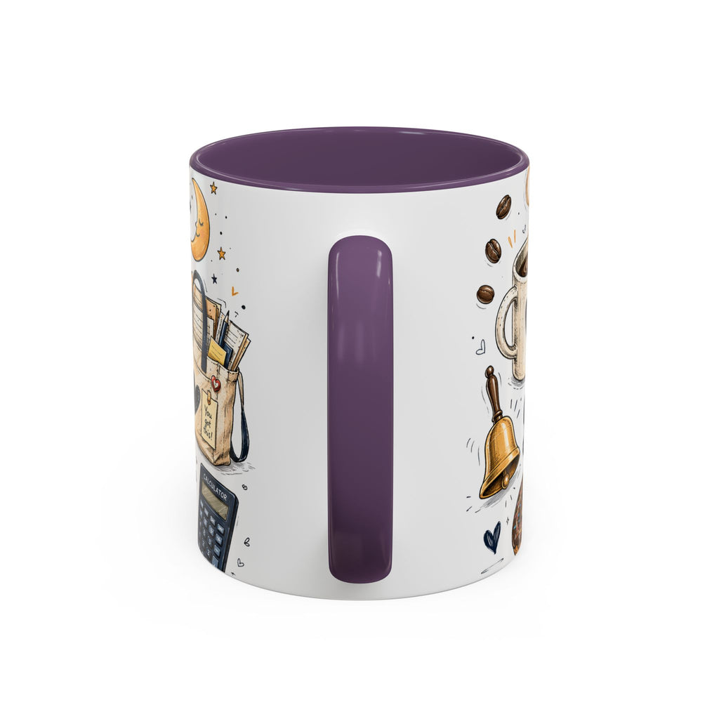 Teacher Fuel Coffee Mug | Powered by Coffee and Wine Funny Gift | Accent Color Ceramic 11oz 15oz