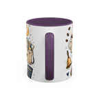 Teacher Fuel Coffee Mug | Powered by Coffee and Wine Funny Gift | Accent Color Ceramic 11oz 15oz