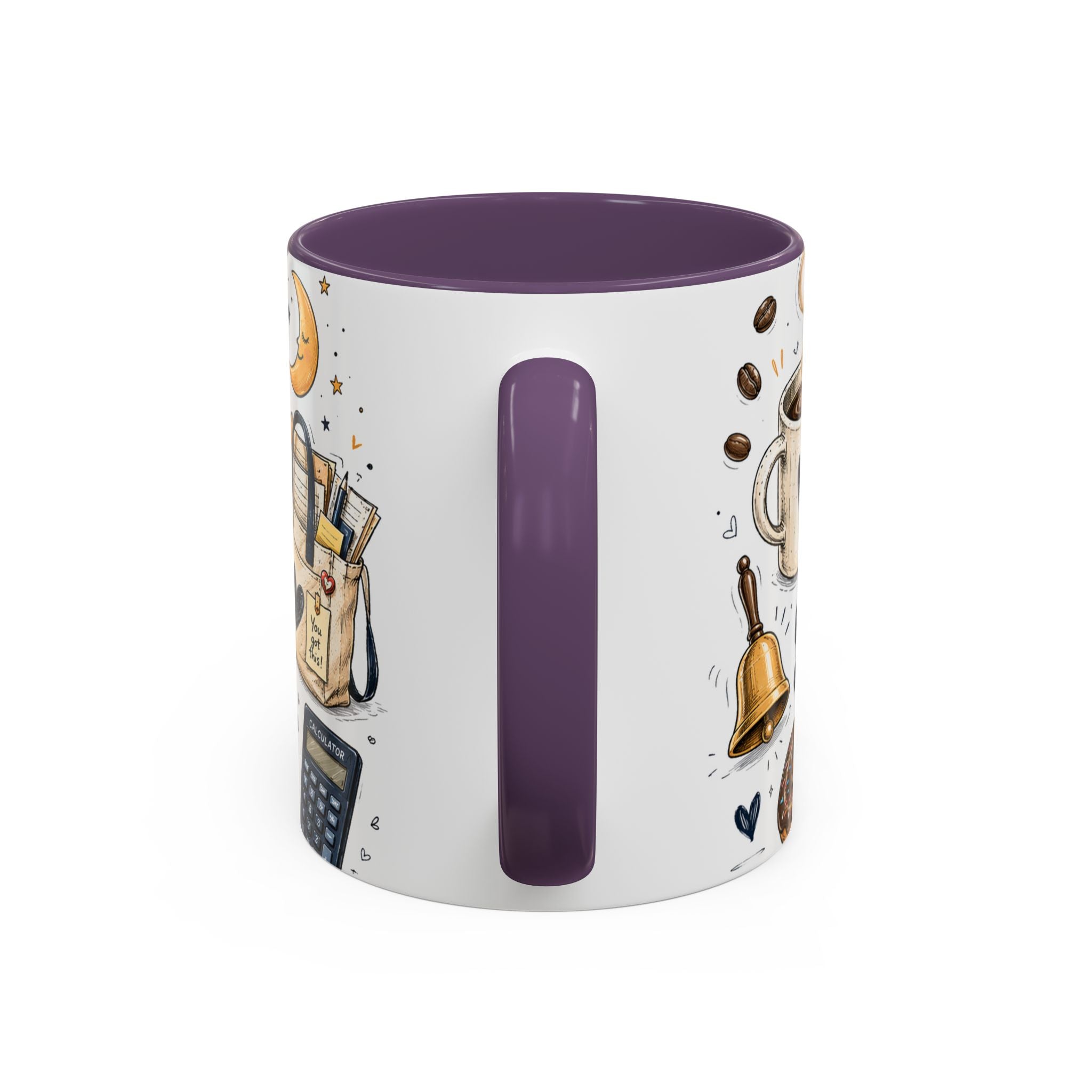 Teacher Fuel Coffee Mug | Powered by Coffee and Wine Funny Gift | Accent Color Ceramic 11oz 15oz