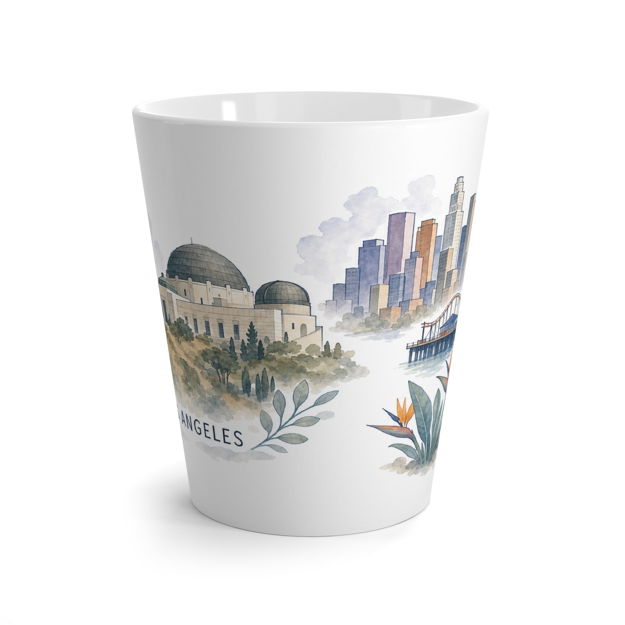 Los Angeles Latte Mug | Watercolor City Travel Mug | 12 oz Ceramic Souvenir Gift
