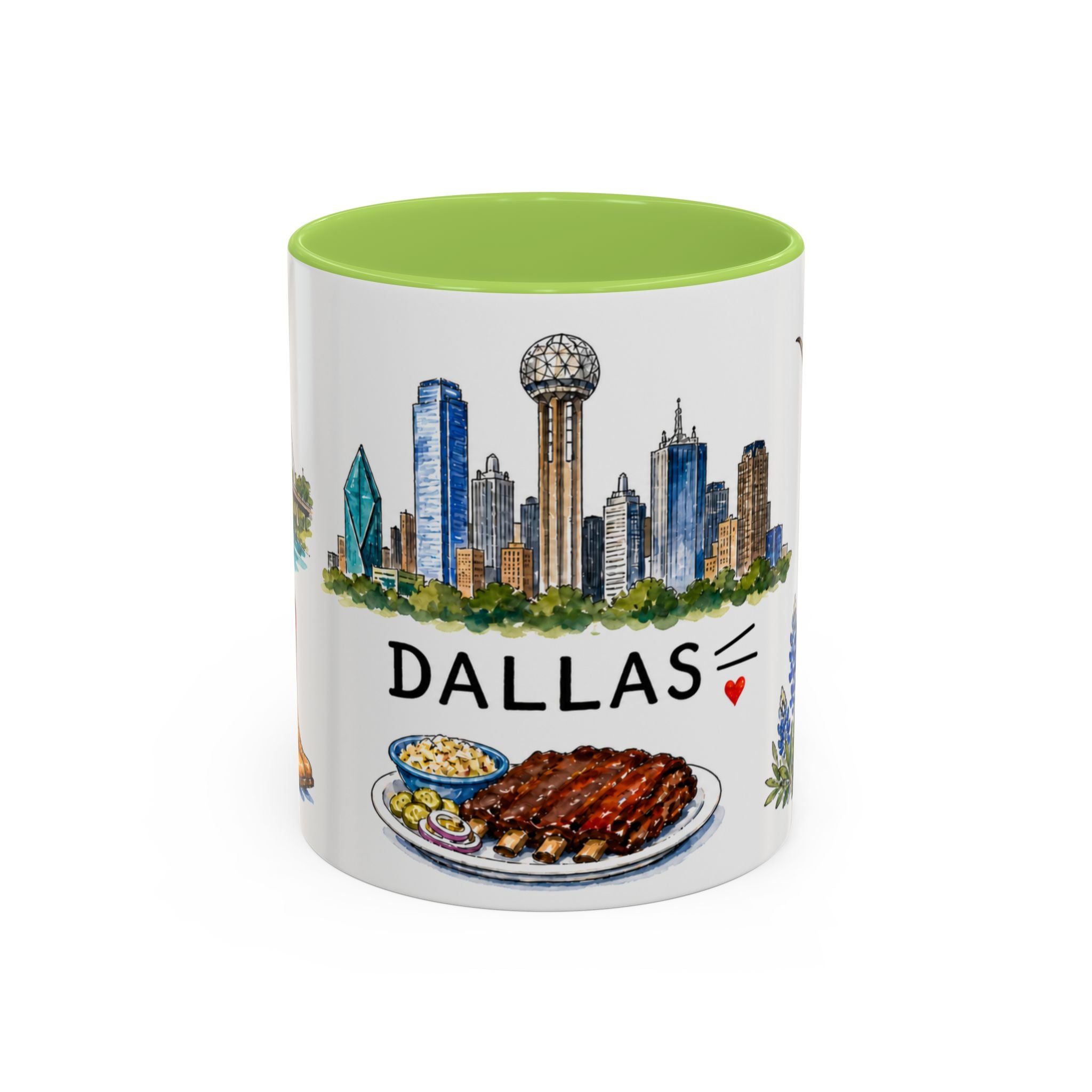 Dallas Illustrated Travel Mug | City Souvenir Accent Coffee Mug | 11oz 15oz Ceramic Cup