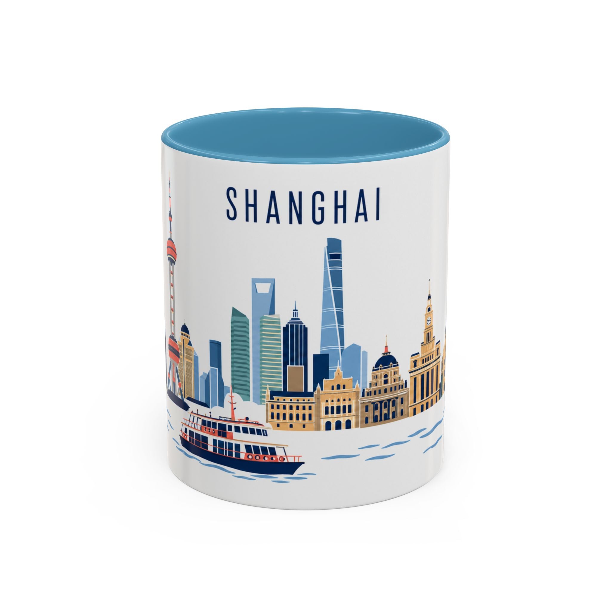Shanghai Coffee Mug | China Travel Souvenir | Porcelain Decal City Gift | 11oz 15oz Accent Mug