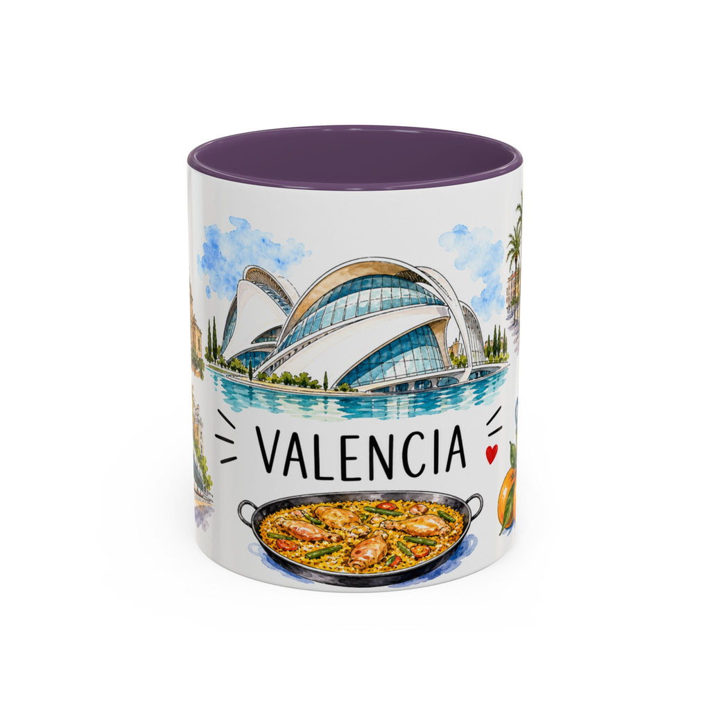 Valencia Illustrated Travel Mug | City Souvenir Accent Coffee Mug | 11oz 15oz Ceramic Cup