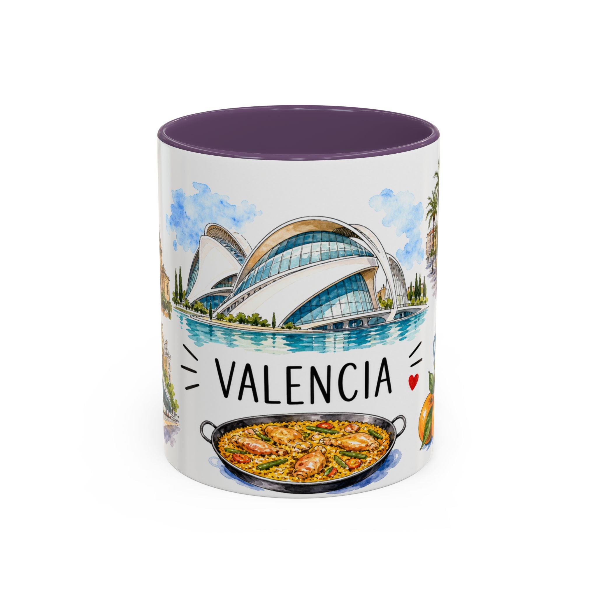 Valencia Illustrated Travel Mug | City Souvenir Accent Coffee Mug | 11oz 15oz Ceramic Cup