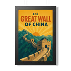 Great Wall of China China Framed Poster | Vintage Travel Wall Art | Black Walnut White Frame | 16x24 20x30
