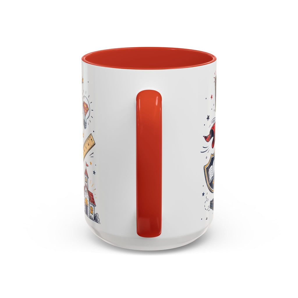 Super Teacher Coffee Mug | All Heroes Wear Capes Teacher Gift | Accent Color Ceramic 11oz 15oz