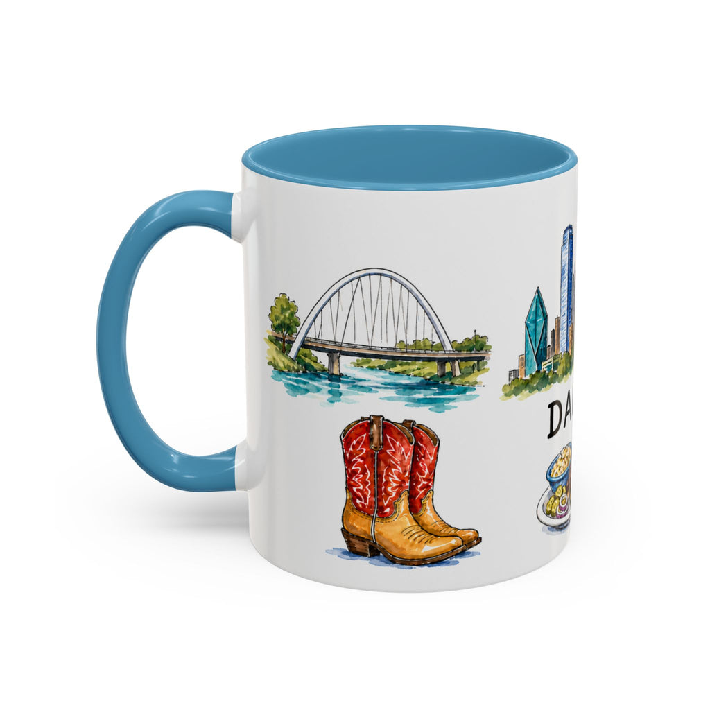 Dallas Illustrated Travel Mug | City Souvenir Accent Coffee Mug | 11oz 15oz Ceramic Cup