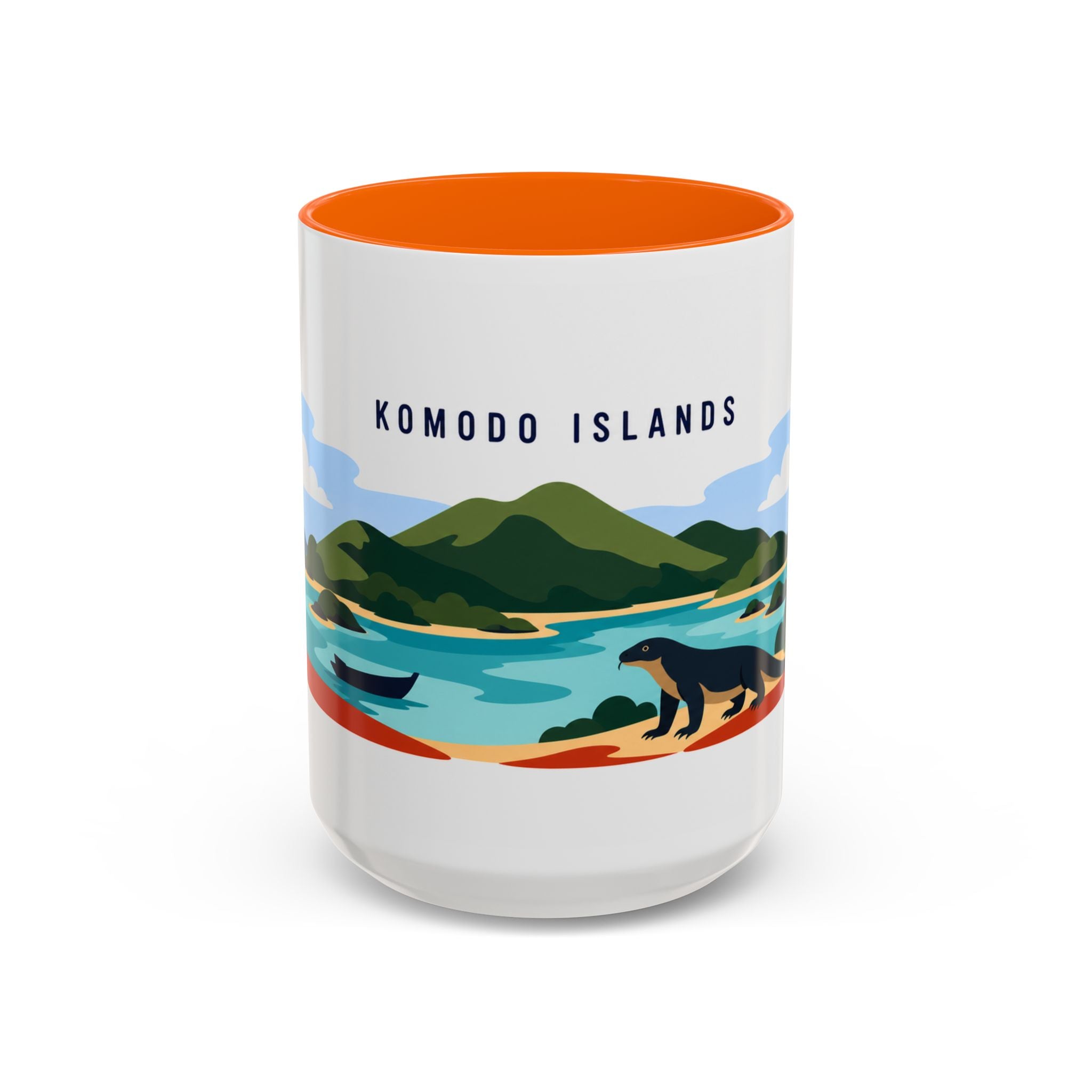 Komodo Islands Coffee Mug | Travel Destination Souvenir Gift | Accent Color Ceramic 11oz 15oz