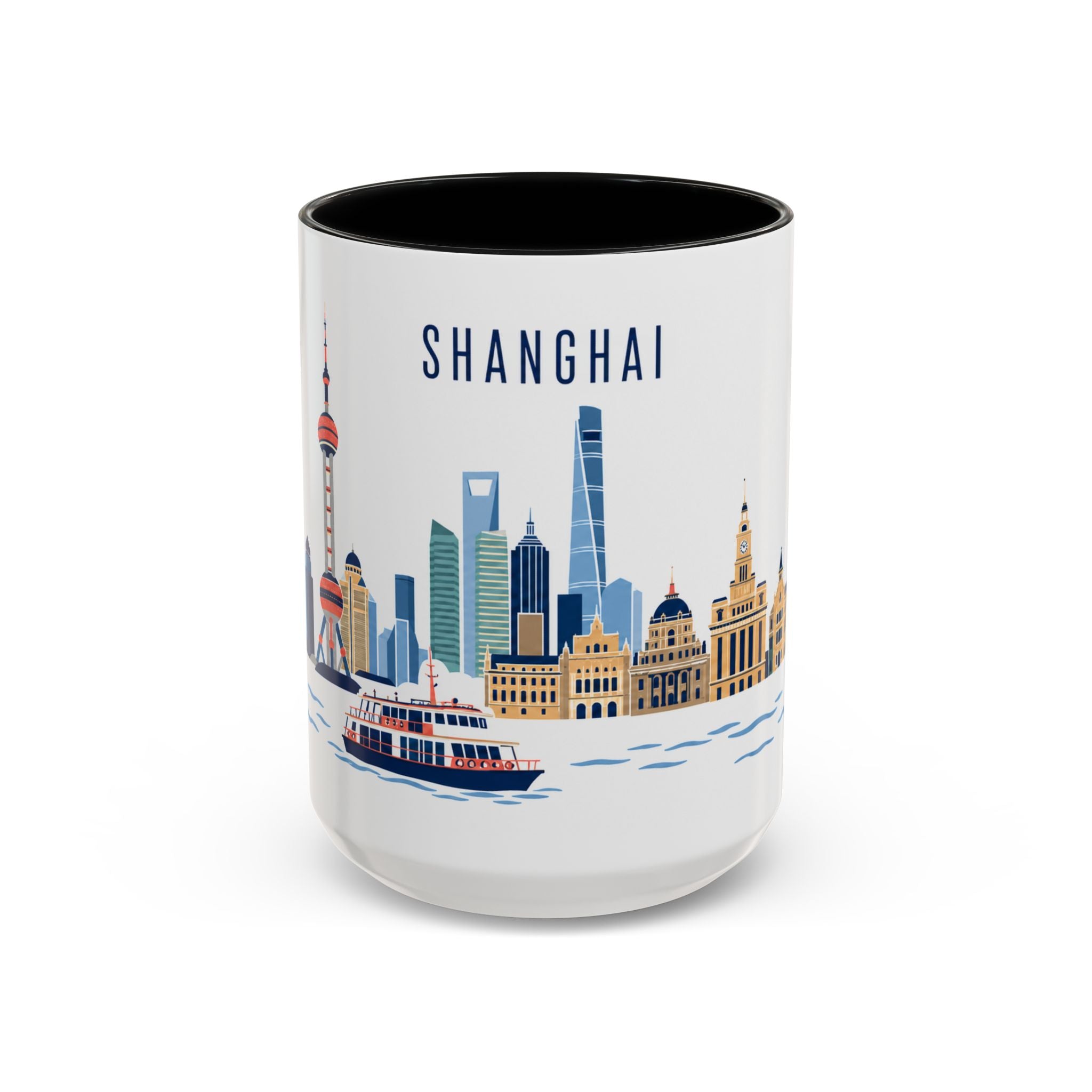 Shanghai Coffee Mug | China Travel Souvenir | Porcelain Decal City Gift | 11oz 15oz Accent Mug