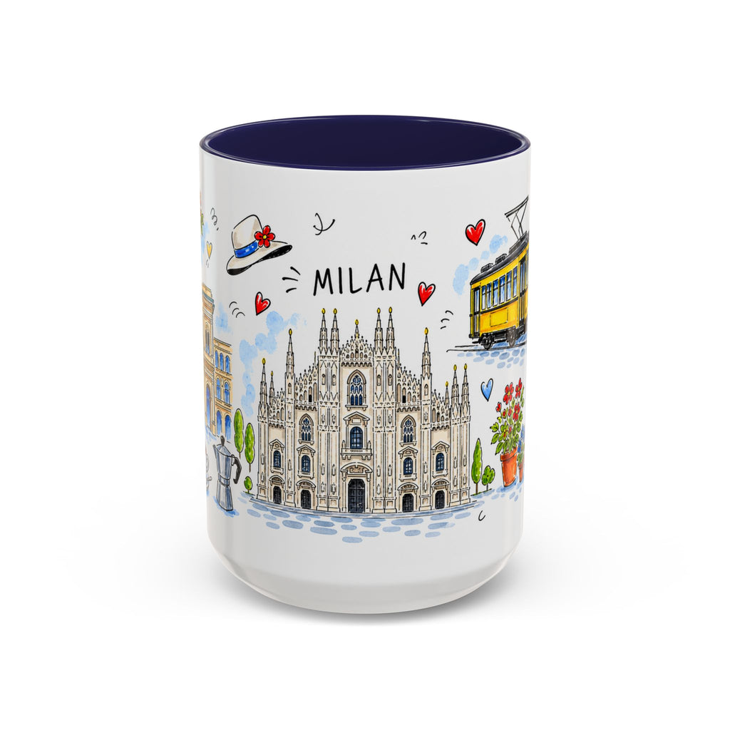 Milan Travel Mug | European City Souvenir Accent Coffee Mug | 11oz 15oz Ceramic Cup