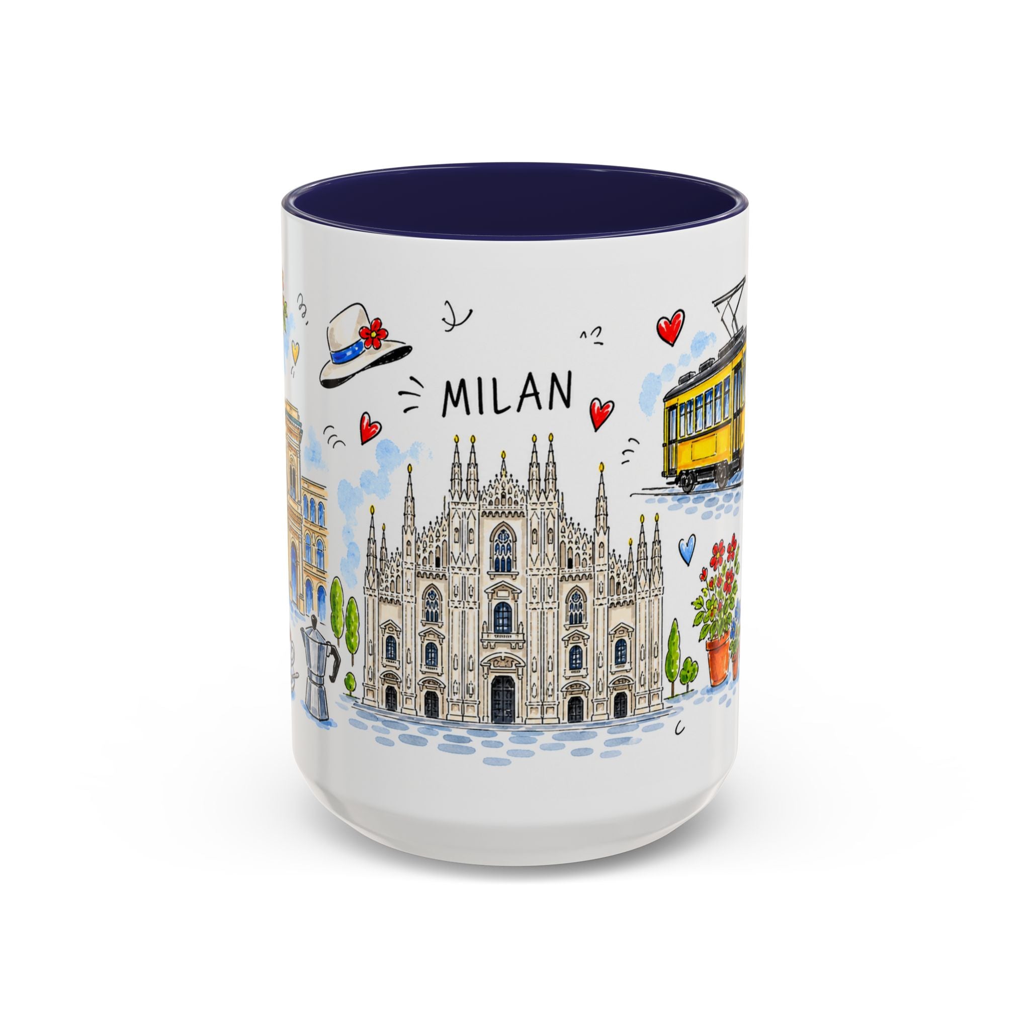 Milan Travel Mug | European City Souvenir Accent Coffee Mug | 11oz 15oz Ceramic Cup