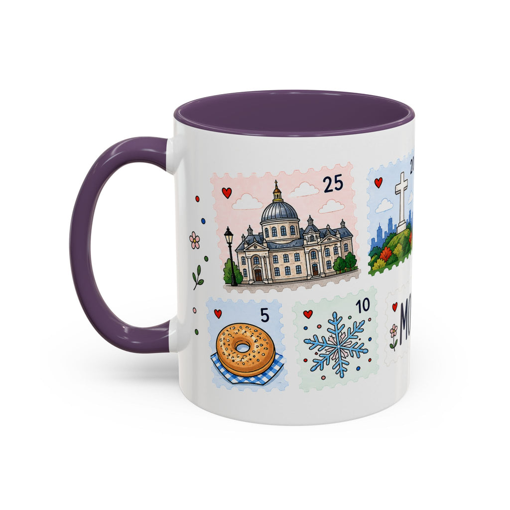 Montreal Coffee Mug | Postage Stamp Collage Mug | Travel Souvenir Accent Cup 11oz 15oz