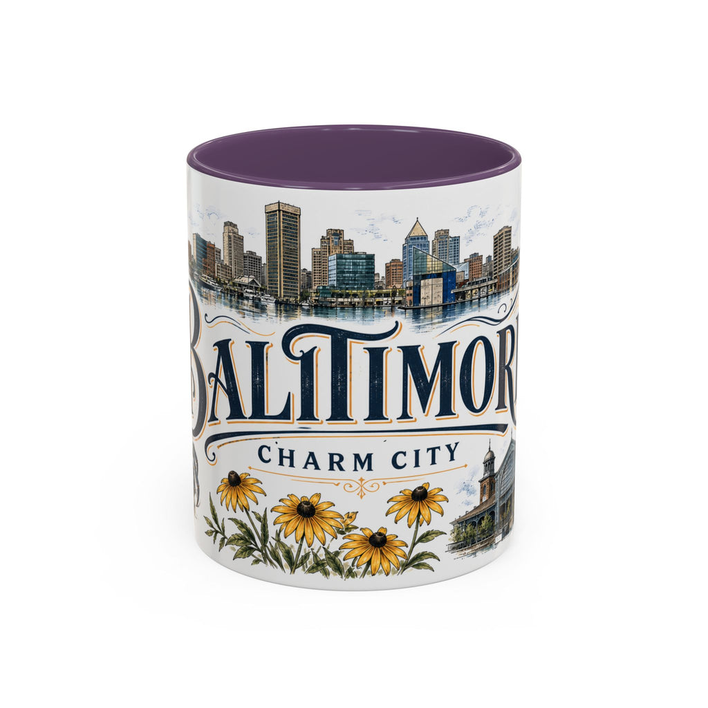 Baltimore Coffee Mug | United States Travel Souvenir | Vintage Illustrated City Gift | 11 oz 15 oz Accent Mug