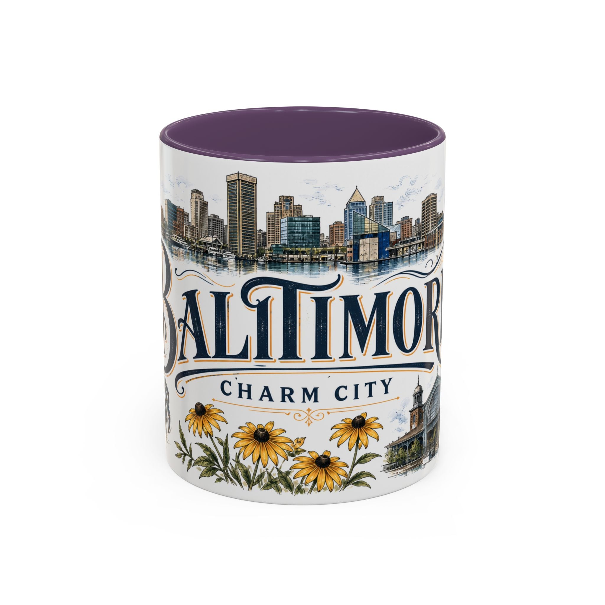 Baltimore Coffee Mug | United States Travel Souvenir | Vintage Illustrated City Gift | 11 oz 15 oz Accent Mug