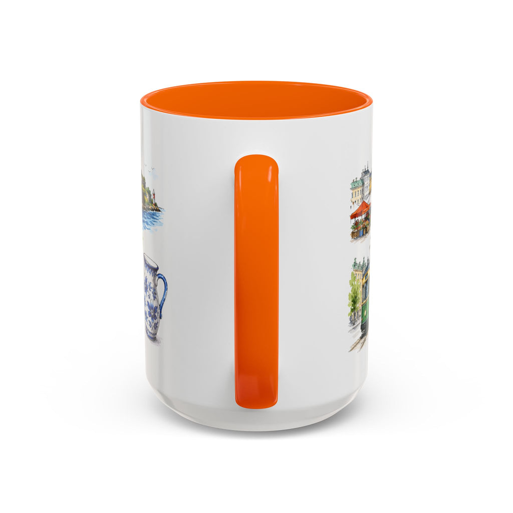 Helsinki Illustrated Travel Mug | City Souvenir Accent Coffee Mug | 11oz 15oz Ceramic Cup