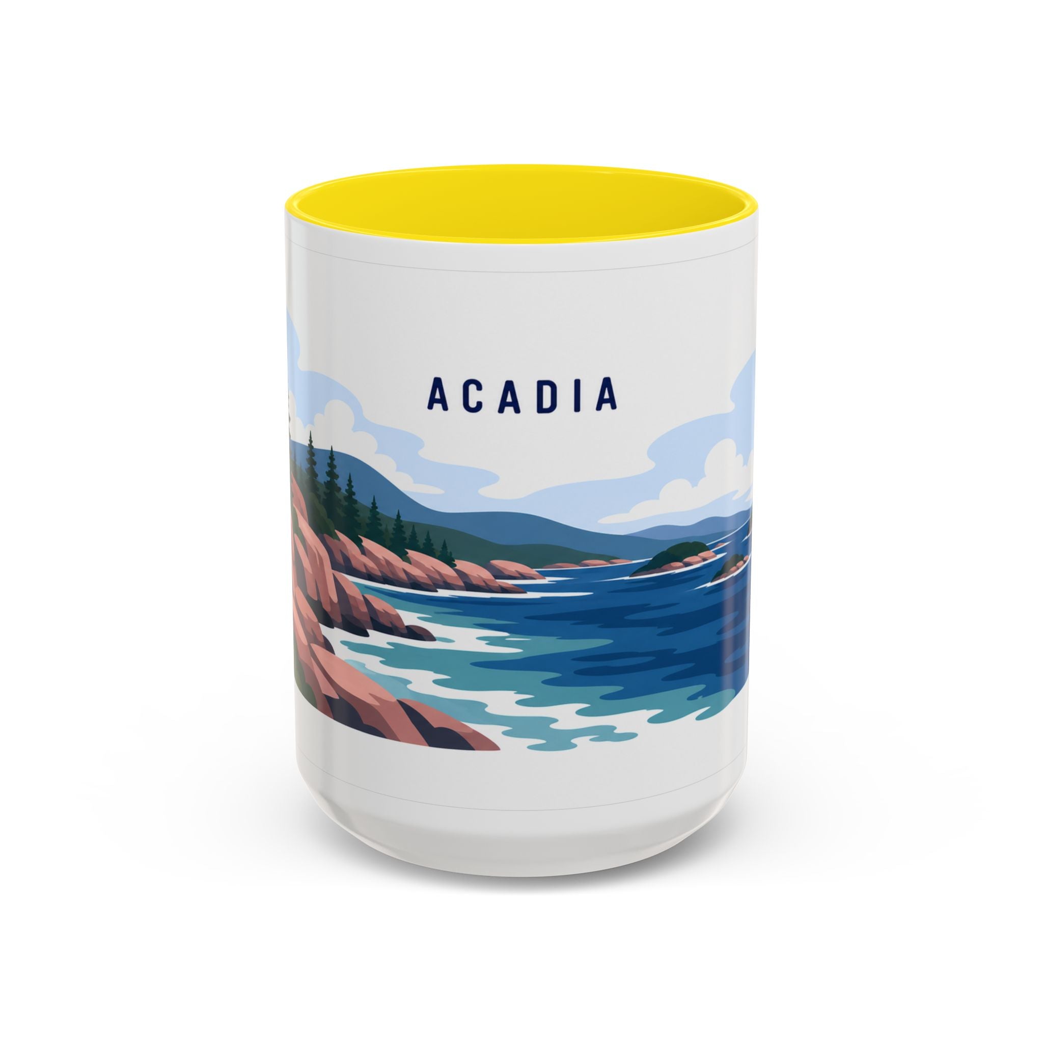 Acadia National Park Coffee Mug | Solid Color Block Park Souvenir | 11oz 15oz Accent Mug