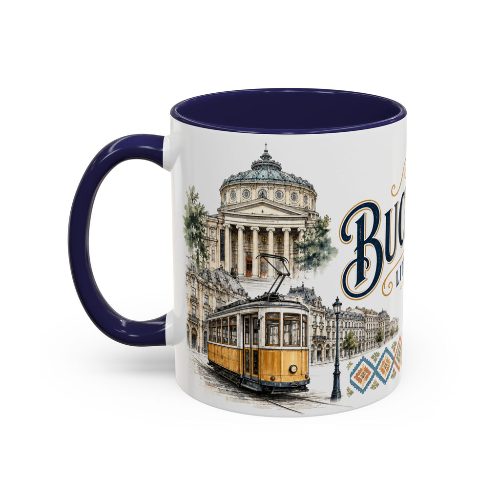 Bucharest Coffee Mug | Romania Travel Souvenir | Vintage Illustrated City Gift | 11 oz 15 oz Accent Mug
