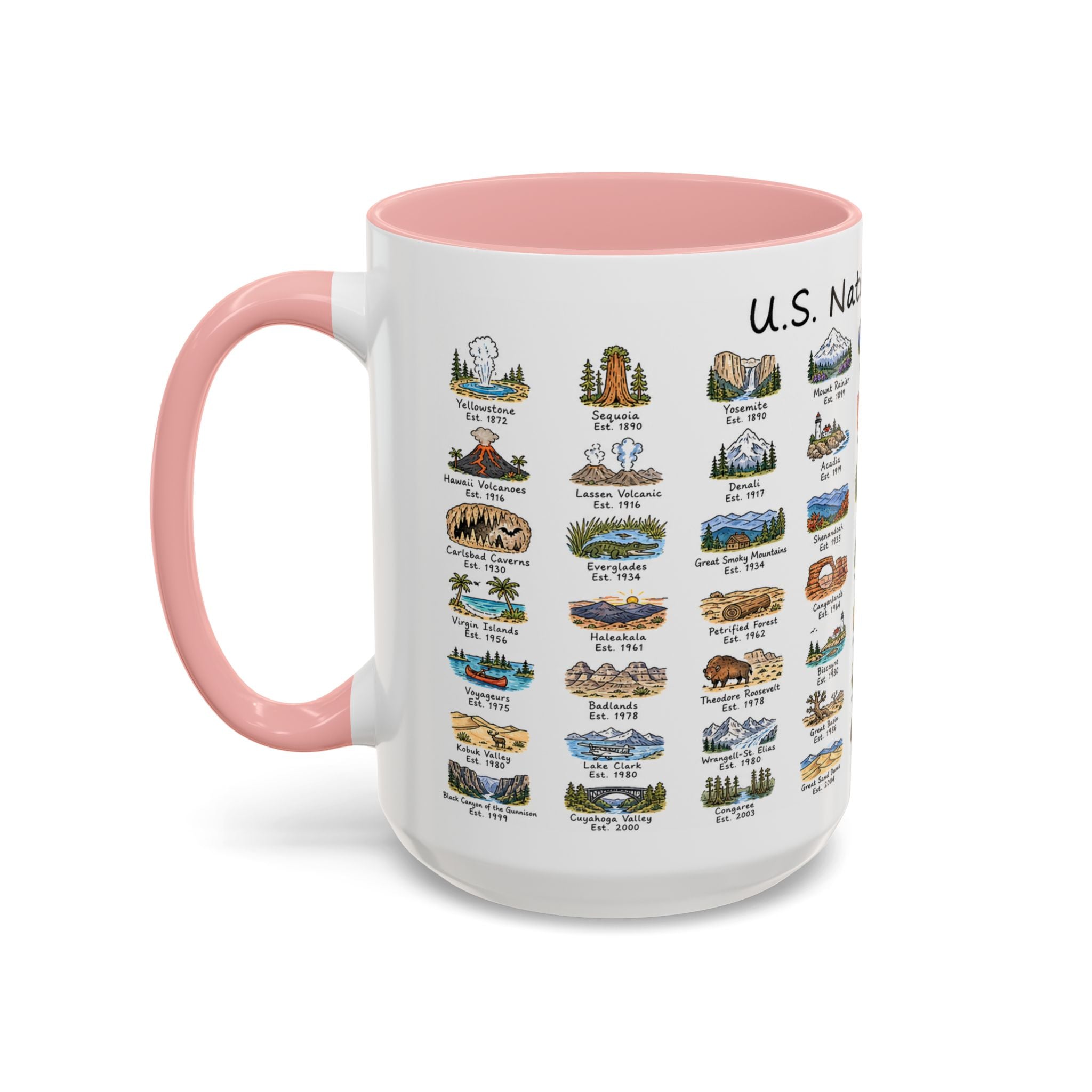 63 National Parks Mug | U.S. Parks Coffee Cup | Park Bucket List Gift | Road Trip Hiking Camping Souvenir