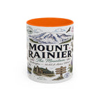 Mount Rainier Coffee Mug | National Park Hiking Washington Gift | Accent Color Ceramic 11oz 15oz