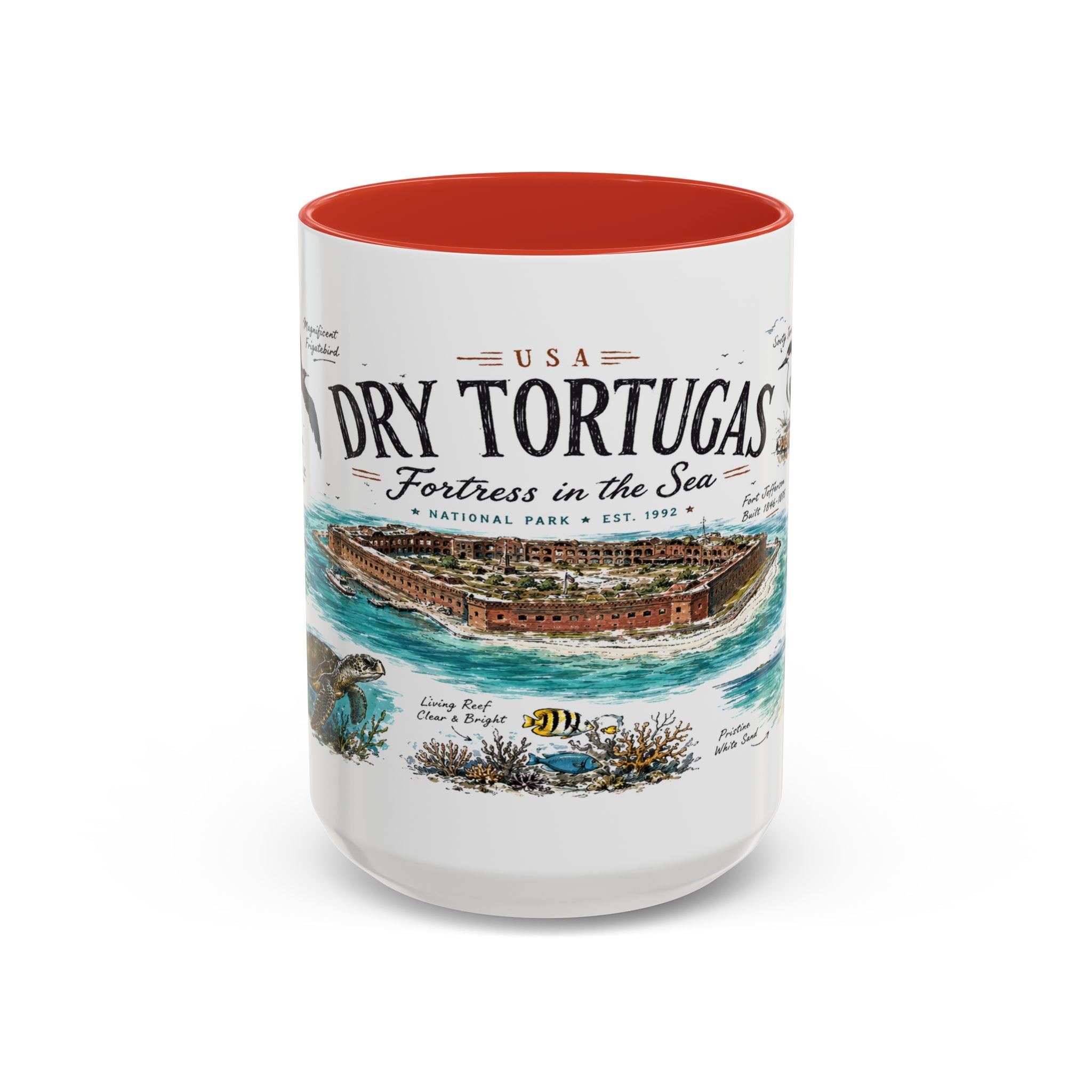 Dry Tortugas National Park Coffee Mug | Florida Island Fort Snorkeling Gift | Accent Color Ceramic 11oz 15oz