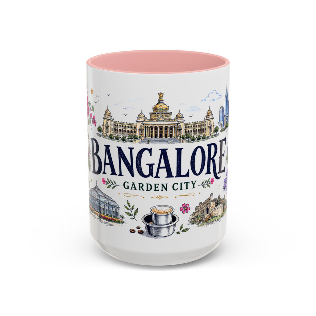 Bangalore Coffee Mug | India Souvenir Travel Gift | Accent Color Ceramic 11oz 15oz