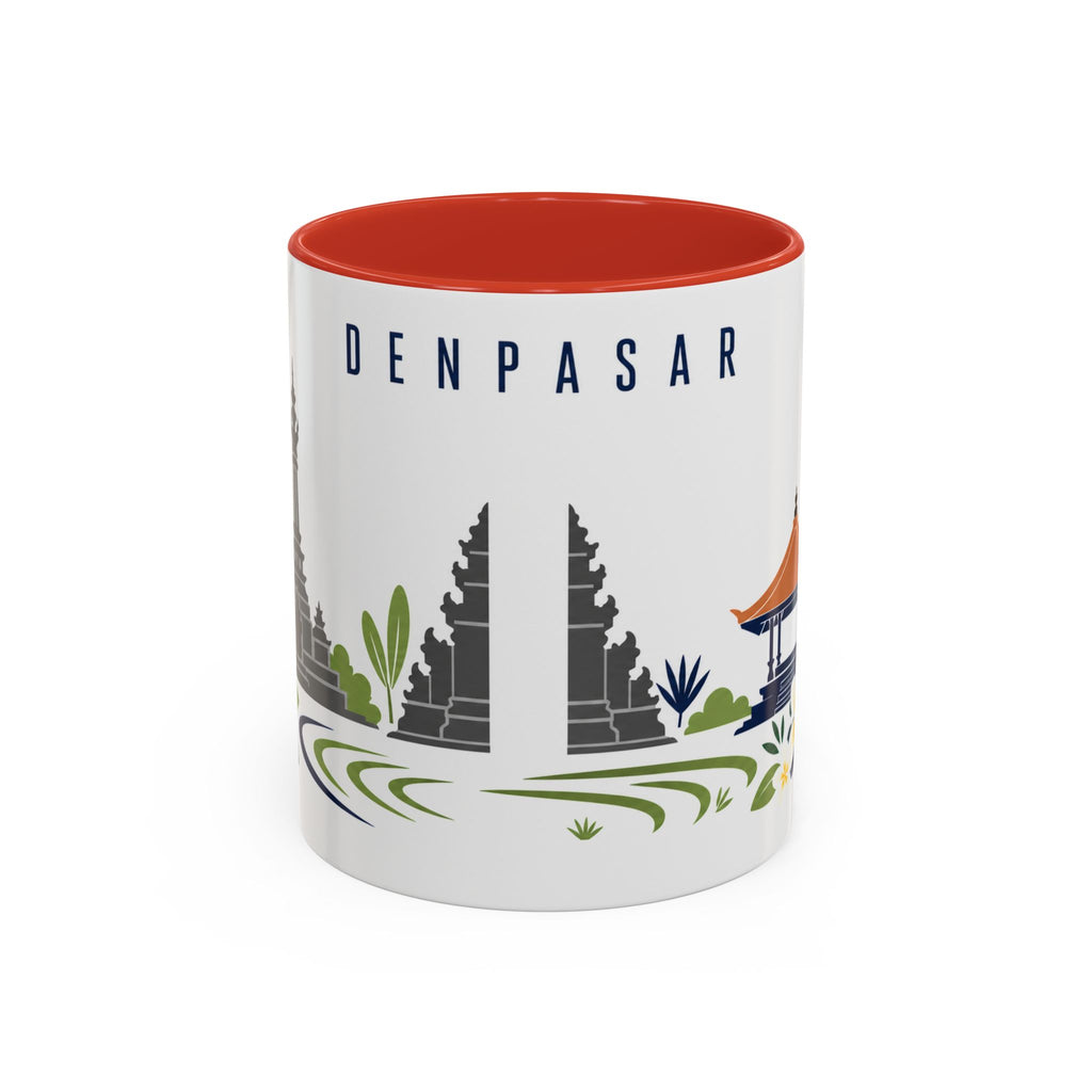 Denpasar Coffee Mug | Indonesia Travel Souvenir | Porcelain Decal City Gift | 11oz 15oz Accent Mug
