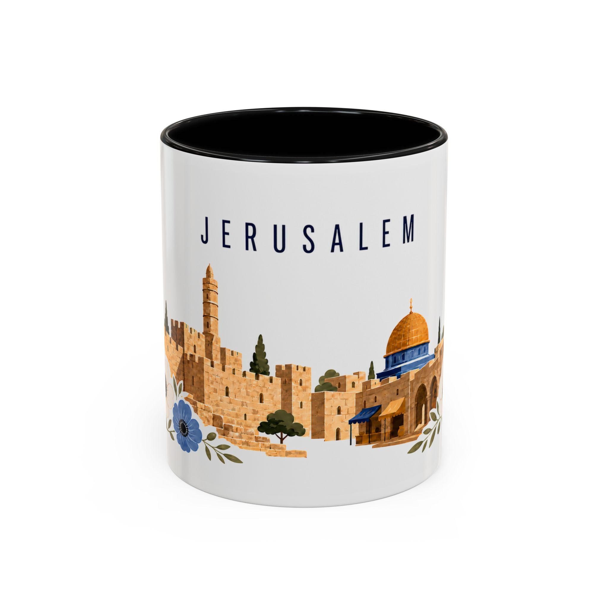 Jerusalem Coffee Mug | Israel Travel Souvenir | Porcelain Decal City Gift | 11oz 15oz Accent Mug