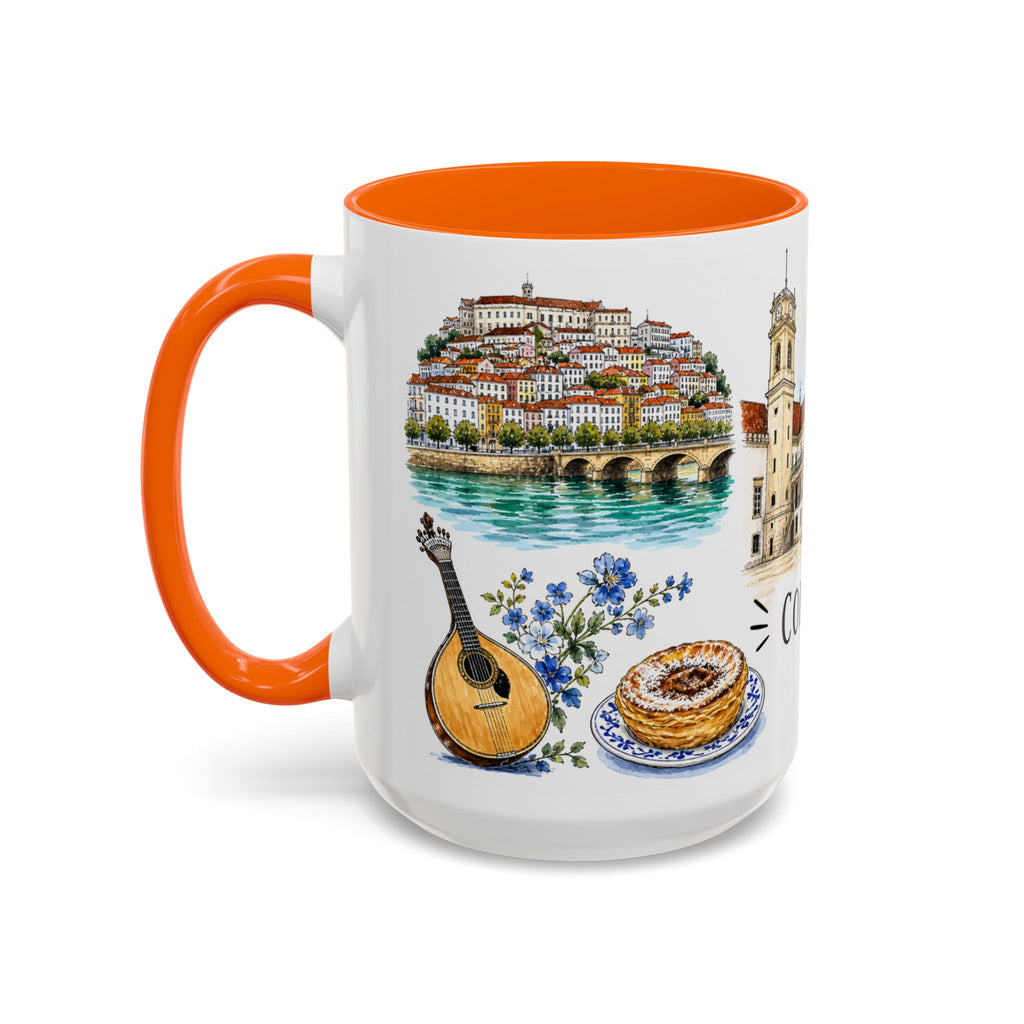 Coimbra Illustrated Travel Mug | City Souvenir Accent Coffee Mug | 11oz 15oz Ceramic Cup