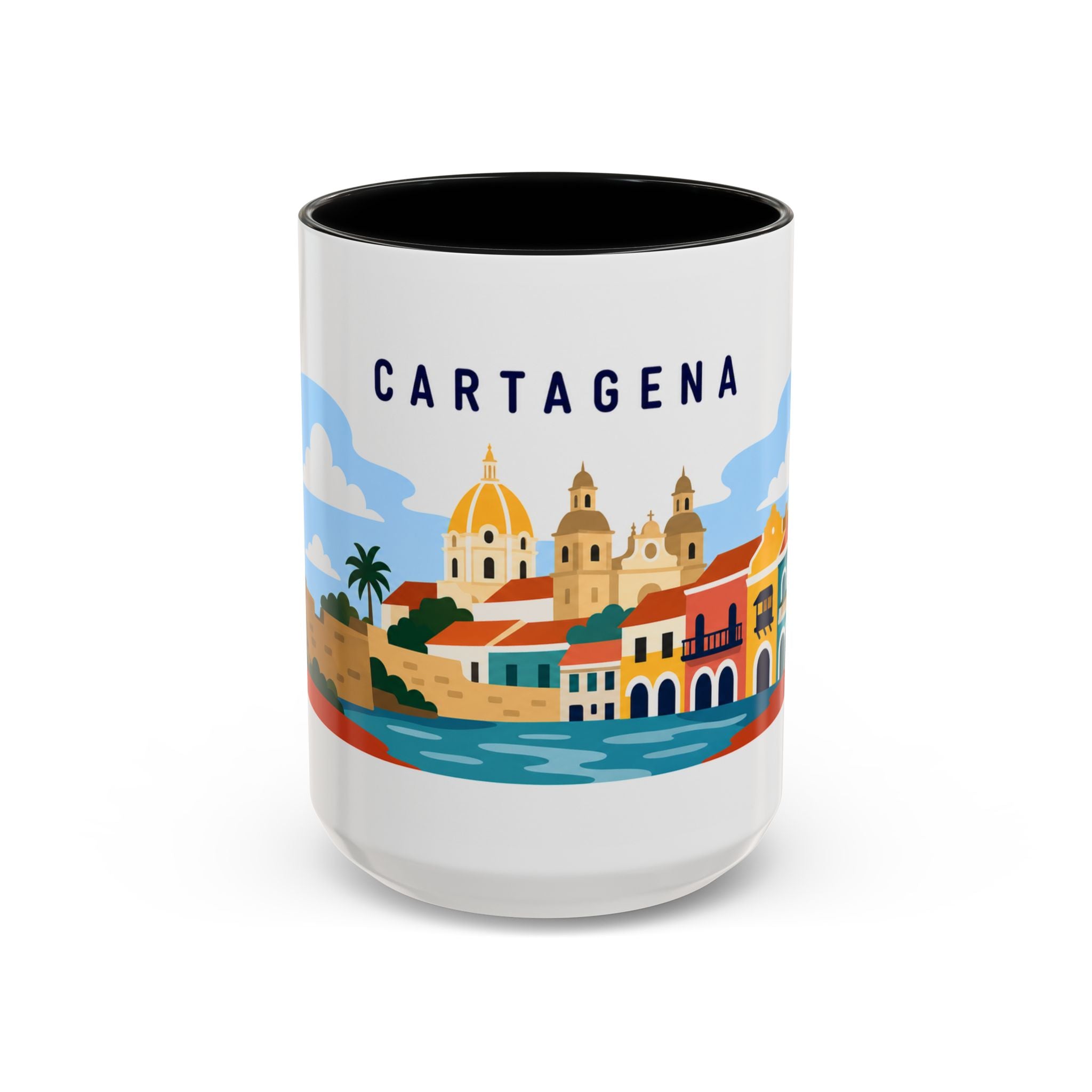 Cartagena Coffee Mug | Travel Destination Souvenir Gift | Accent Color Ceramic 11oz 15oz