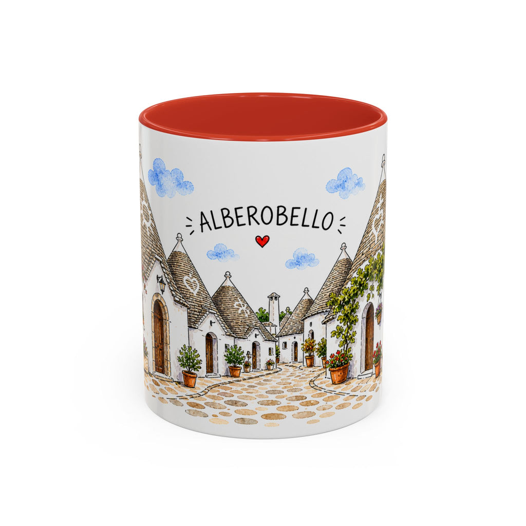 Alberobello Illustrated Travel Mug | Italy Souvenir Accent Coffee Mug | 11oz 15oz Ceramic Cup
